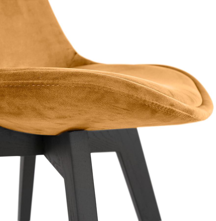 Kokoon Design Mustard Velvet Chair 'JOE' With Black Wooden Structure