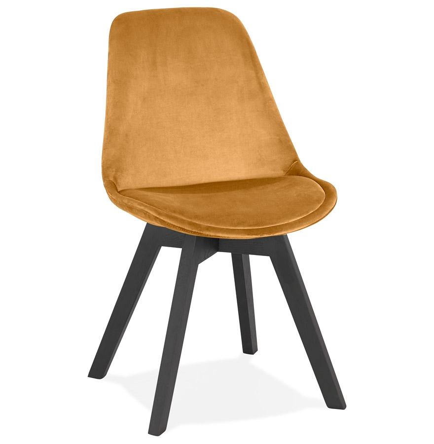 kokoon design Mustard velvet chair 'JOE' with black wooden structure