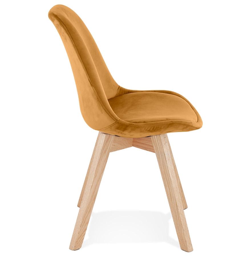 Kokoon Design Mustard Velvet Chair 'JOE' With Natural Wood Structure
