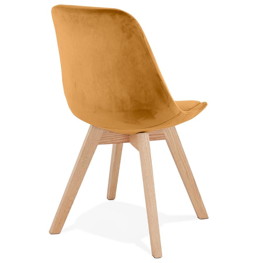 Kokoon Design Mustard Velvet Chair 'JOE' With Natural Wood Structure