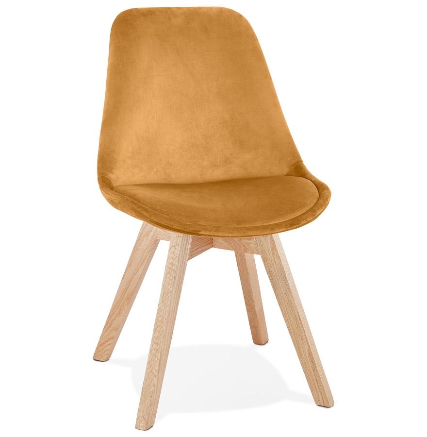 kokoon design Mustard velvet chair 'JOE' with natural wood structure