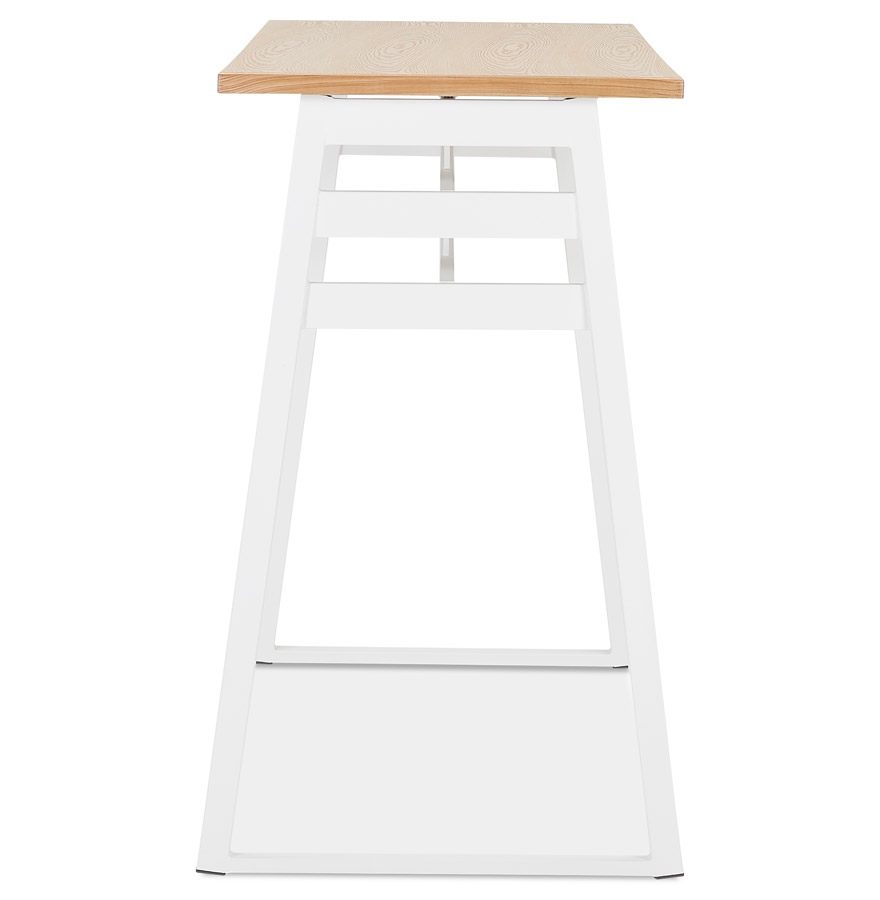 Kokoon Design NIKI' High Bar Table In Natural Finish Wood And White Metal Leg - 150x60 Cm
