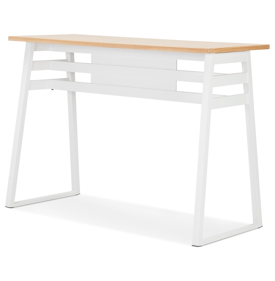 Kokoon Design NIKI' High Bar Table In Natural Finish Wood And White Metal Leg - 150x60 Cm