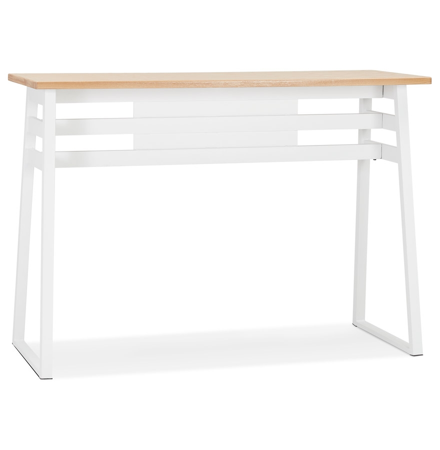 kokoon design NIKI' high bar table in natural finish wood and white metal leg - 150x60 cm