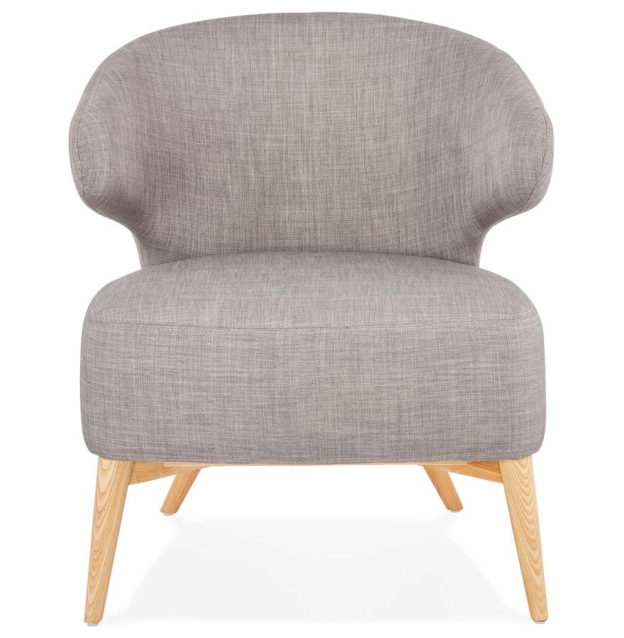 Kokoon Design ODILE' Lounge Chair In Gray Fabric And Natural Finish Wooden Legs