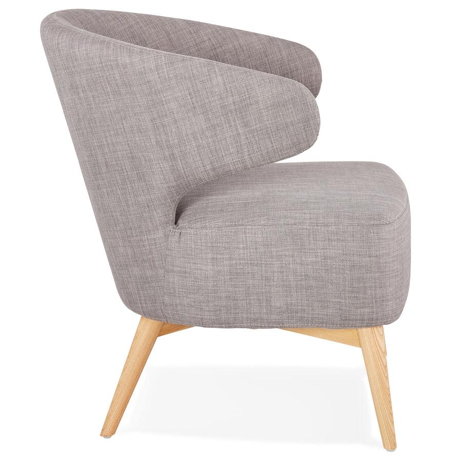 Kokoon Design ODILE' Lounge Chair In Gray Fabric And Natural Finish Wooden Legs