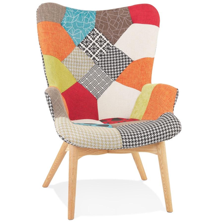 kokoon design PADOUK' wing chair in red patchwork fabric