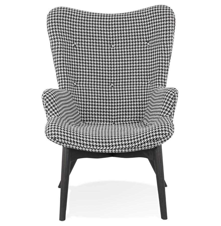 Kokoon Design PALAZIO' Lounge Wing Chair In Houndstooth Fabric And Wooden Legs