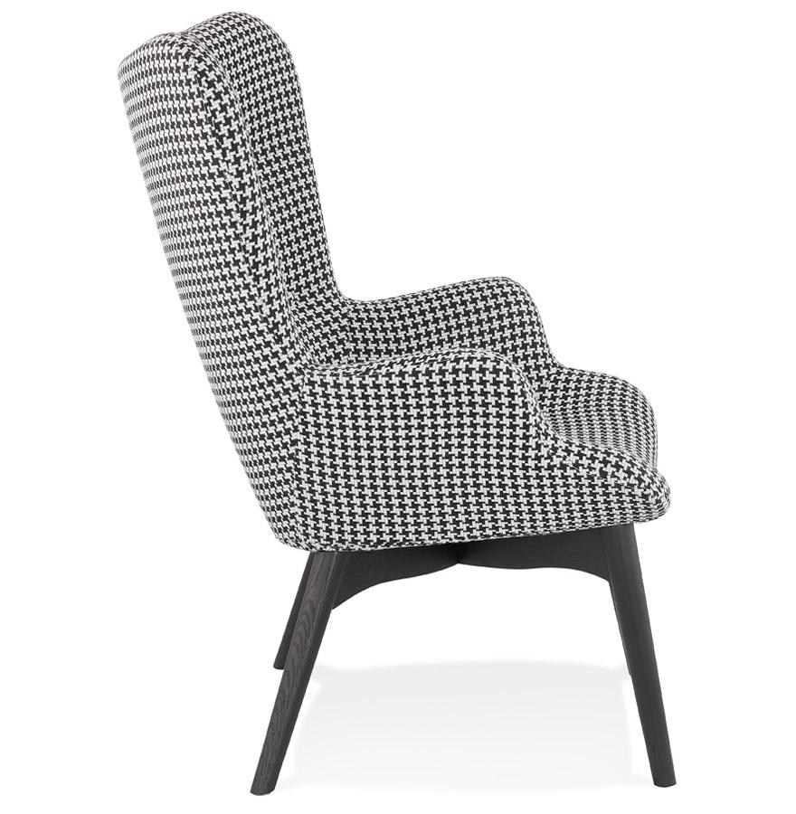 Kokoon Design PALAZIO' Lounge Wing Chair In Houndstooth Fabric And Wooden Legs