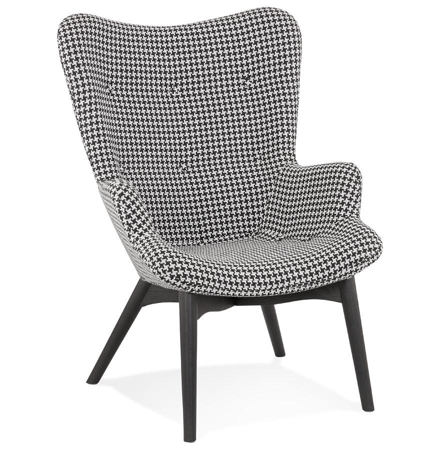kokoon design PALAZIO' lounge wing chair in houndstooth fabric and wooden legs