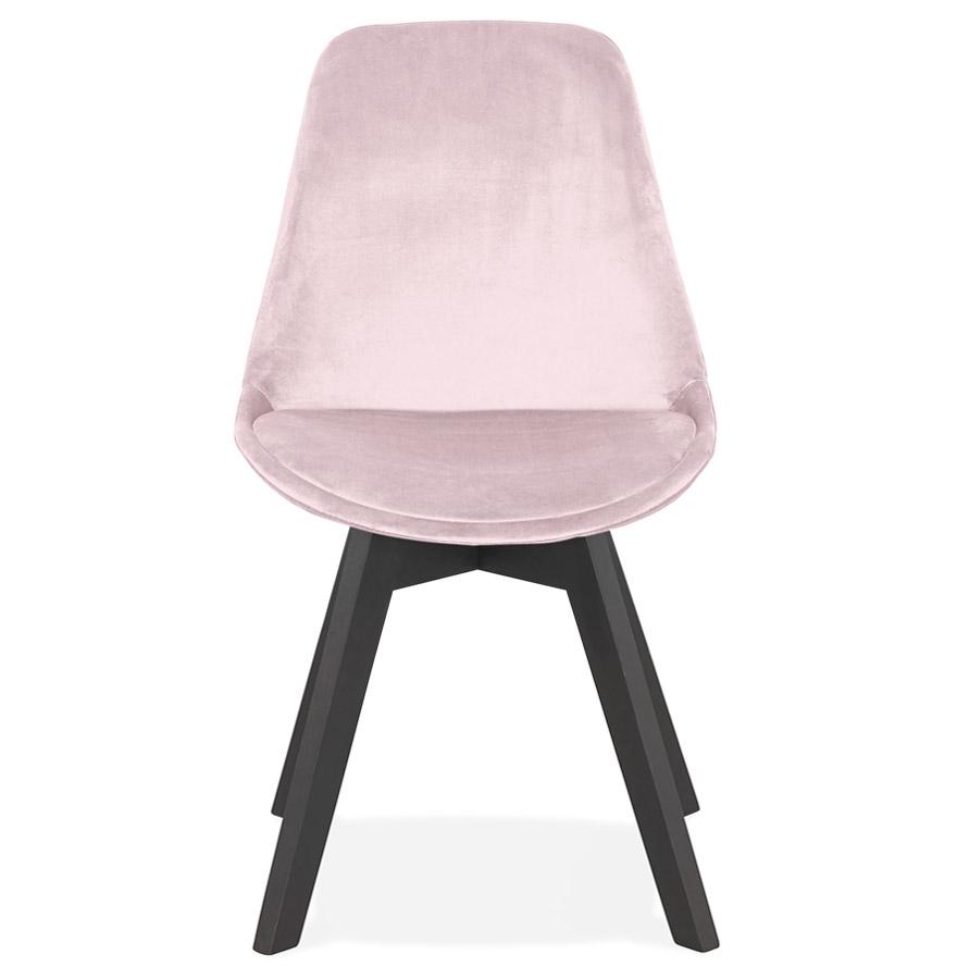 Kokoon Design Pink Velvet Chair 'JOE' With Black Wooden Structure