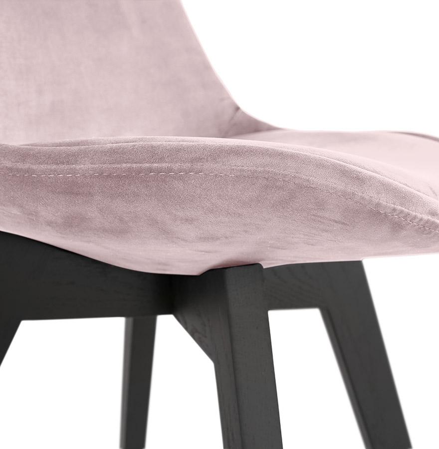 Kokoon Design Pink Velvet Chair 'JOE' With Black Wooden Structure
