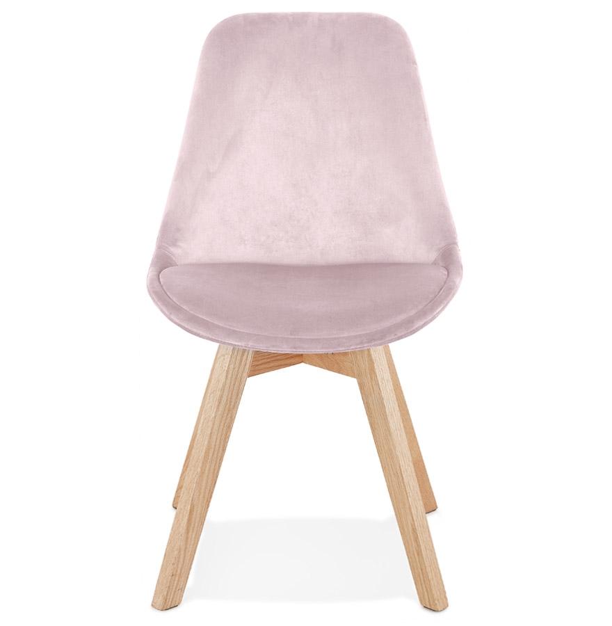 Kokoon Design Pink Velvet Chair 'JOE' With Natural Wood Structure