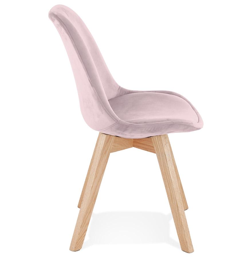 Kokoon Design Pink Velvet Chair 'JOE' With Natural Wood Structure