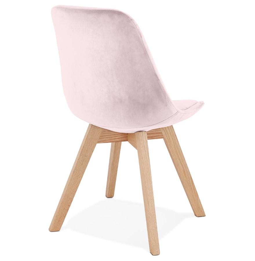 Kokoon Design Pink Velvet Chair 'JOE' With Natural Wood Structure