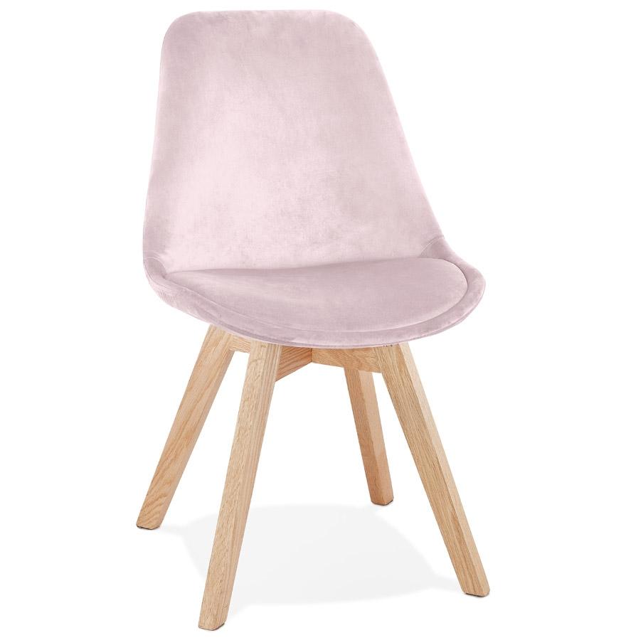 kokoon design Pink velvet chair 'JOE' with natural wood structure