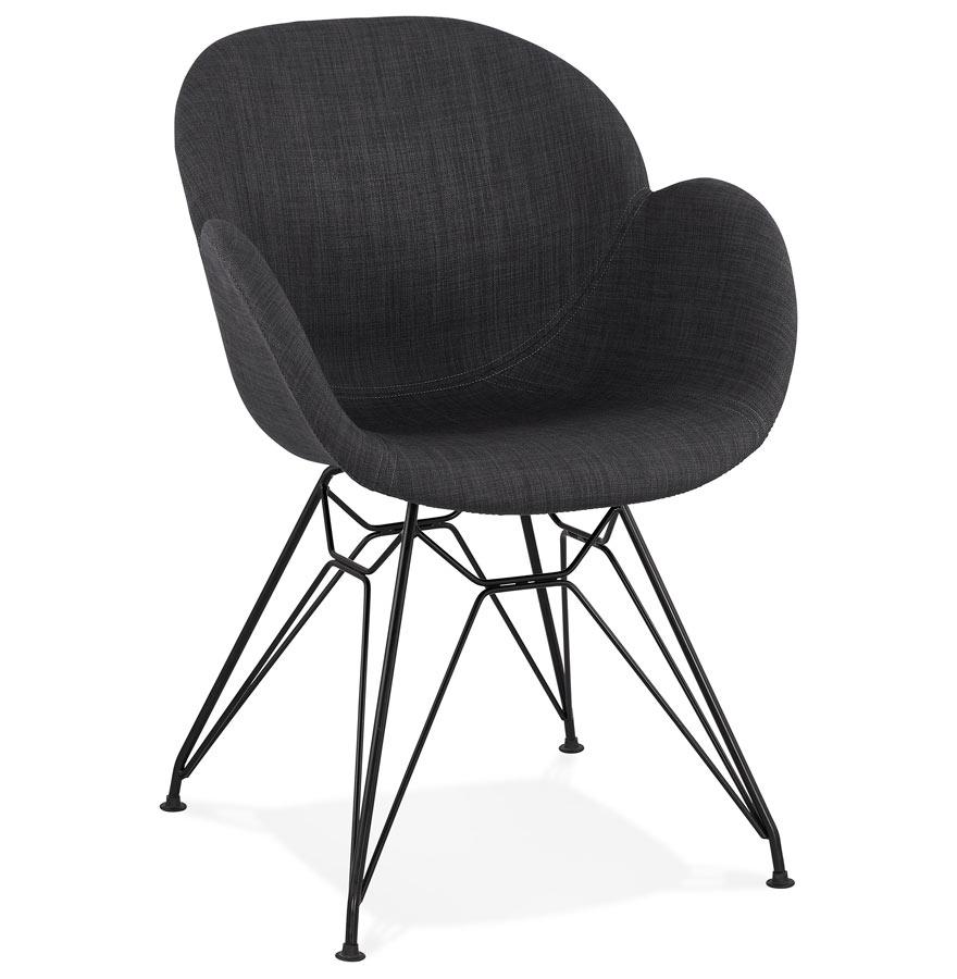 kokoon design PLANET' designer chair in dark gray fabric with black metal legs
