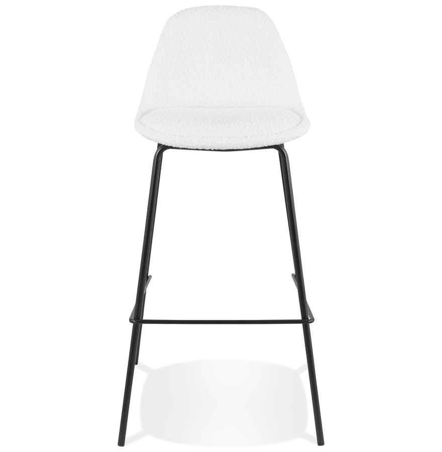 Kokoon Design PLUMAR' Bar Stool In White Boucle Fabric And Black Metal Leg