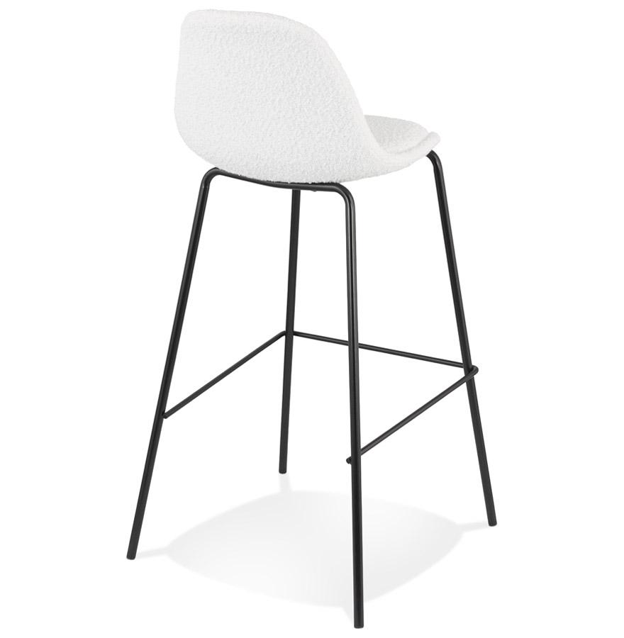 Kokoon Design PLUMAR' Bar Stool In White Boucle Fabric And Black Metal Leg