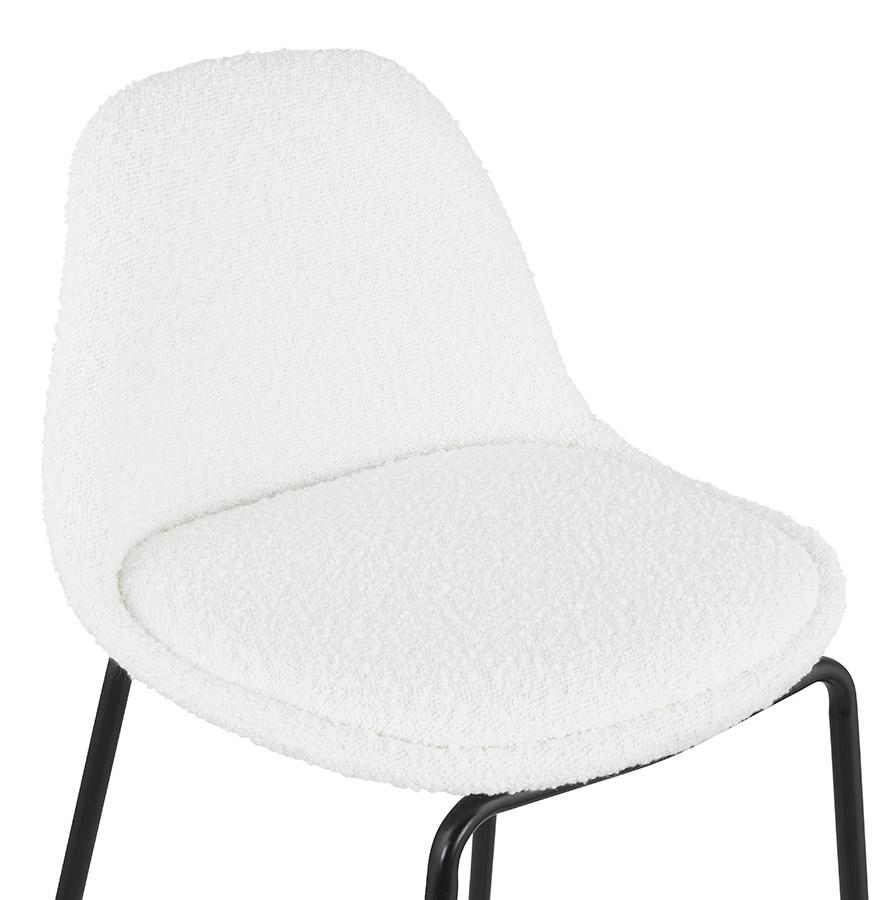 Kokoon Design PLUMAR' Bar Stool In White Boucle Fabric And Black Metal Leg