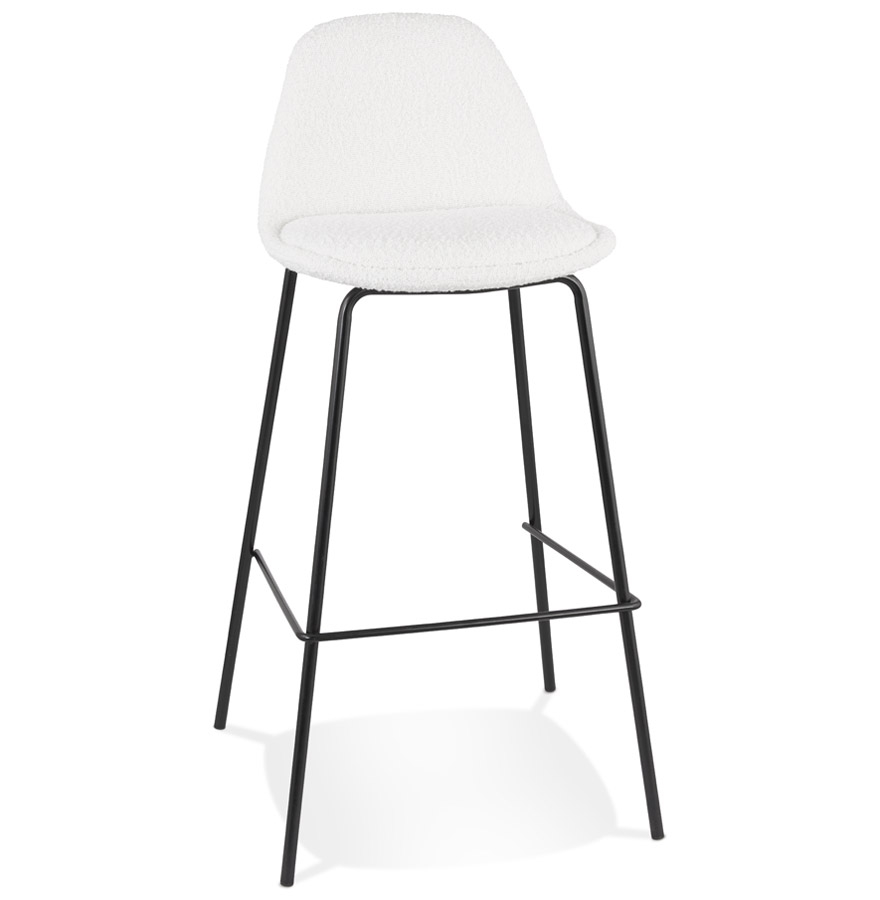 kokoon design PLUMAR' bar stool in white Boucle fabric and black metal leg