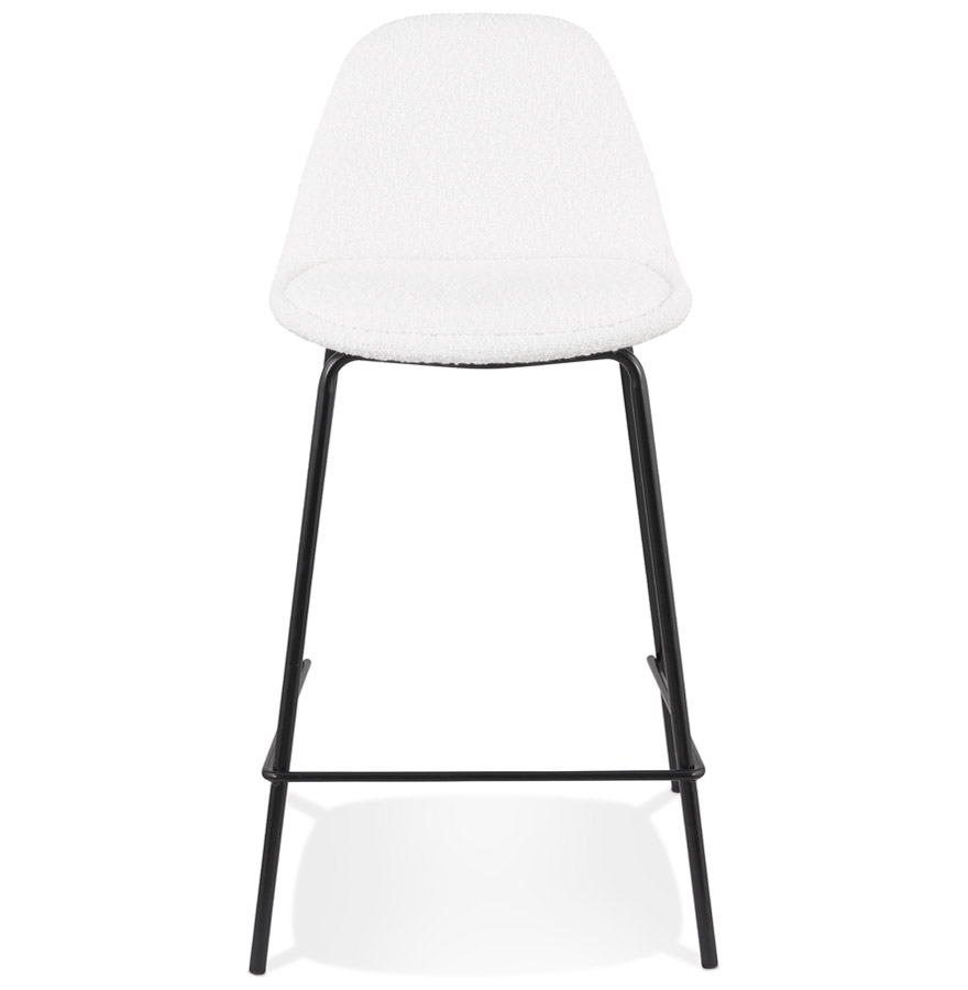 Kokoon Design PLUMAR MINI' Mid-height Snack Stool In White Looped Fabric And Black Metal Base