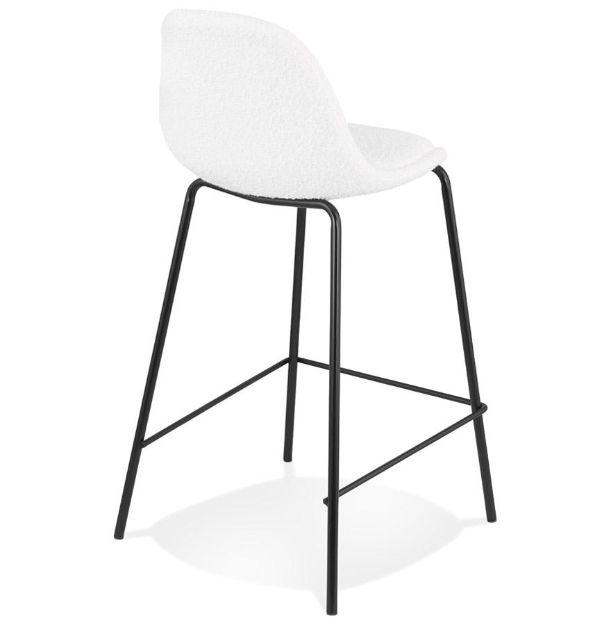 Kokoon Design PLUMAR MINI' Mid-height Snack Stool In White Looped Fabric And Black Metal Base
