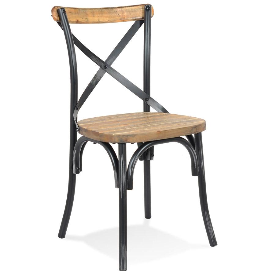 kokoon design RANCH' kitchen chair in black aged effect Walnut finish wood