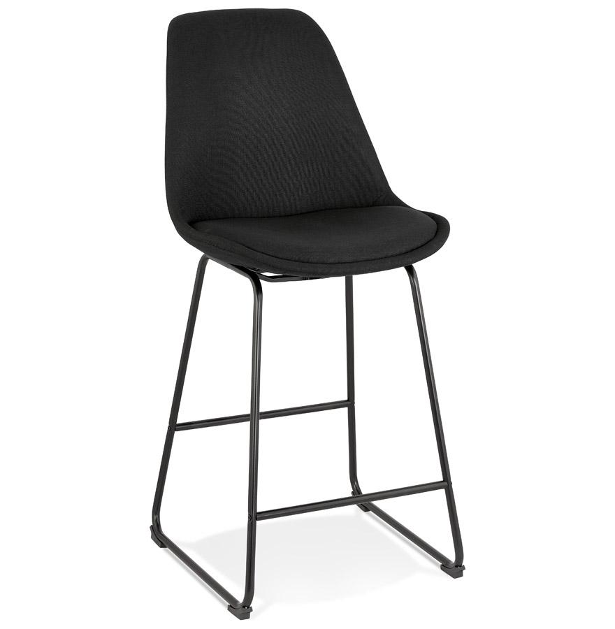 kokoon design RIGO MINI' mid-height snack stool in black fabric and black metal legs