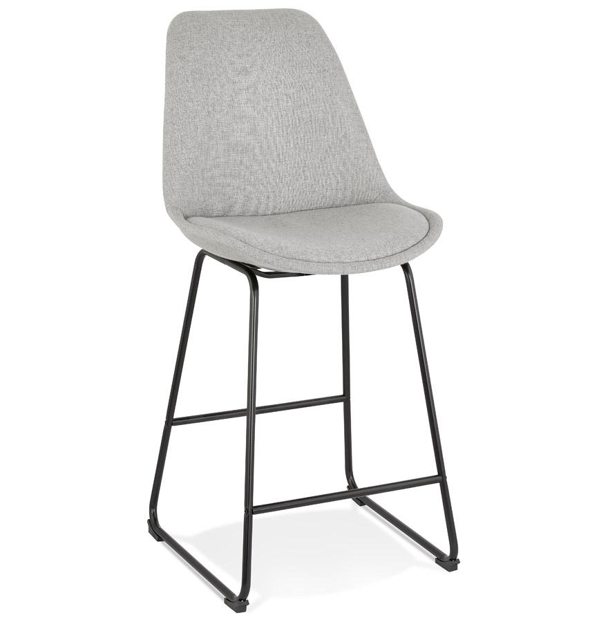 kokoon design RIGO MINI' mid-height snack stool in gray fabric and black metal legs