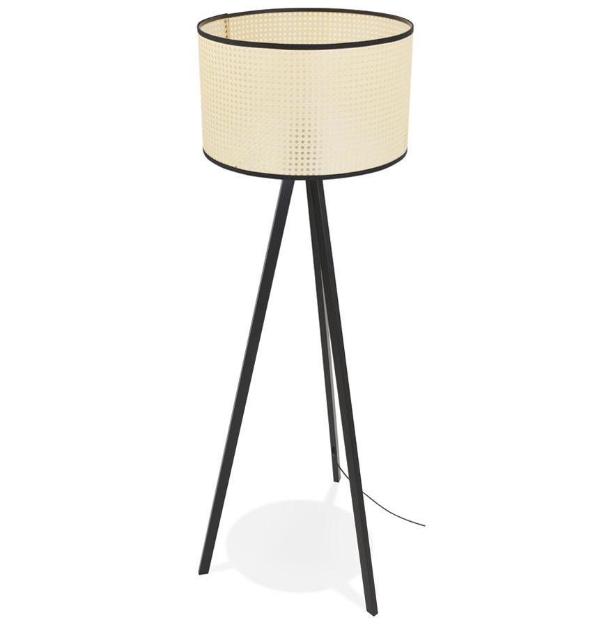 Kokoon Design RITA' Rattan Tripod Floor Lamp With 3 Black Metal Legs