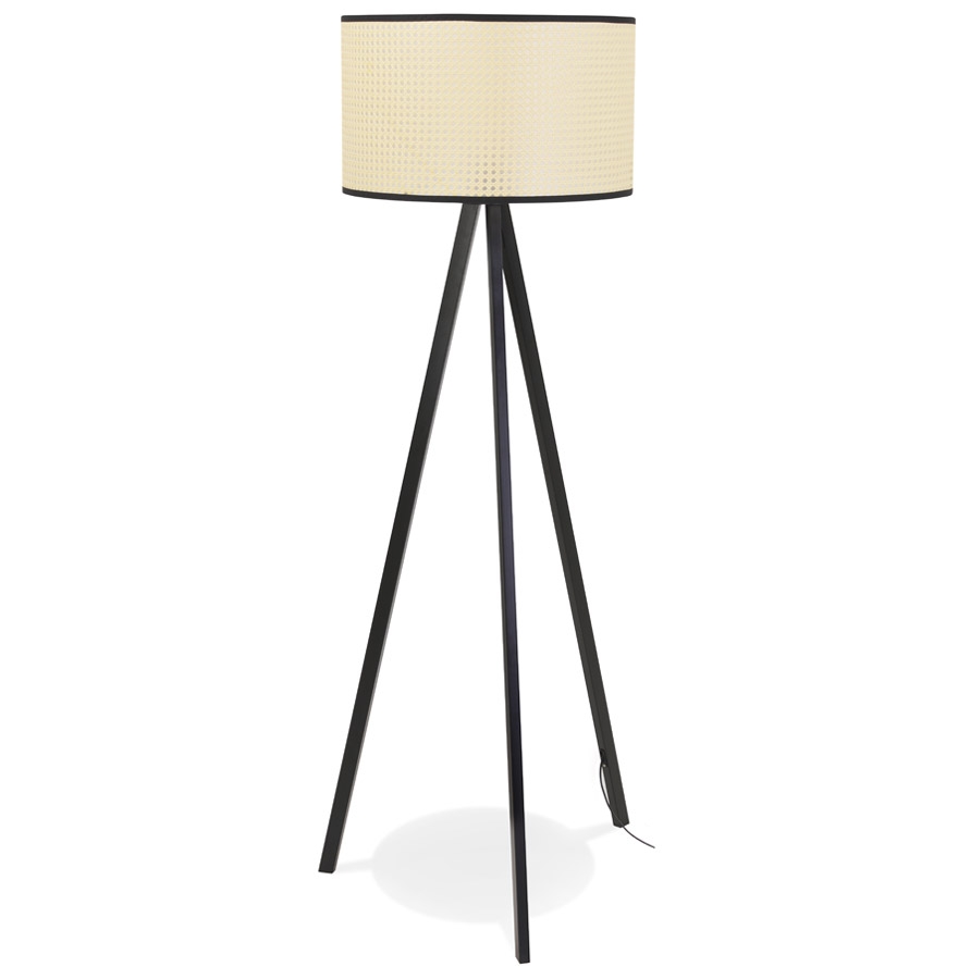 kokoon design RITA' rattan tripod floor lamp with 3 black metal legs kokoon design RITA' rattan tripod floor lamp with 3 black metal legs