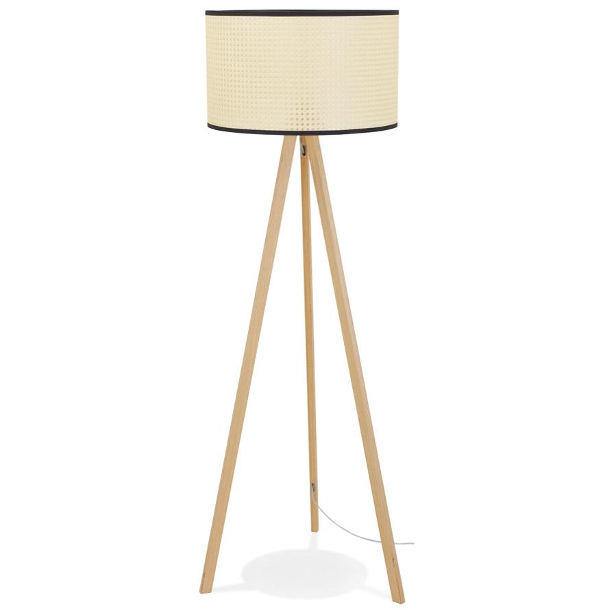 Kokoon Design RITA' Rattan Tripod Floor Lamp With 3 Legs In Natural Wood Finish