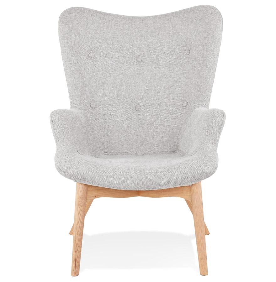 Kokoon Design ROBY' Wing Chair In Gray Fabric And Wooden Legs