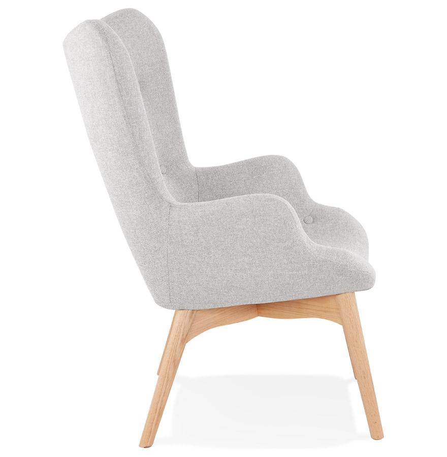 Kokoon Design ROBY' Wing Chair In Gray Fabric And Wooden Legs