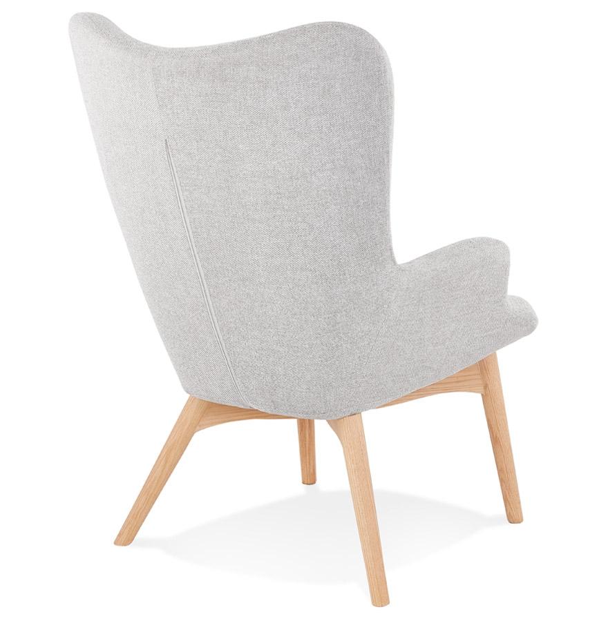 Kokoon Design ROBY' Wing Chair In Gray Fabric And Wooden Legs