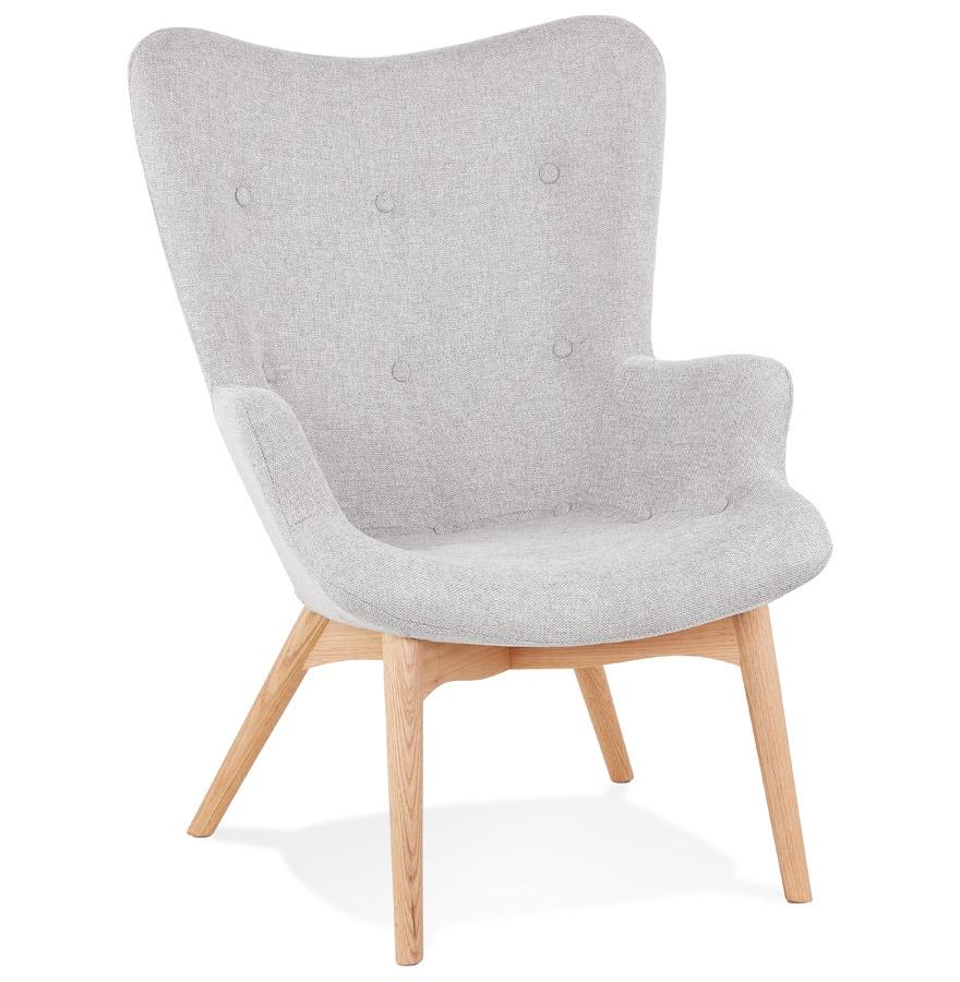 kokoon design ROBY' wing chair in gray fabric and wooden legs