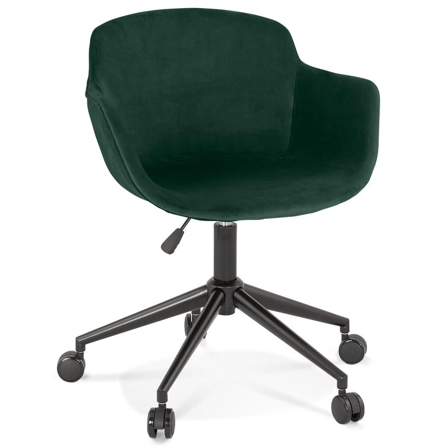 kokoon design ROLLING' office chair in green velvet on casters