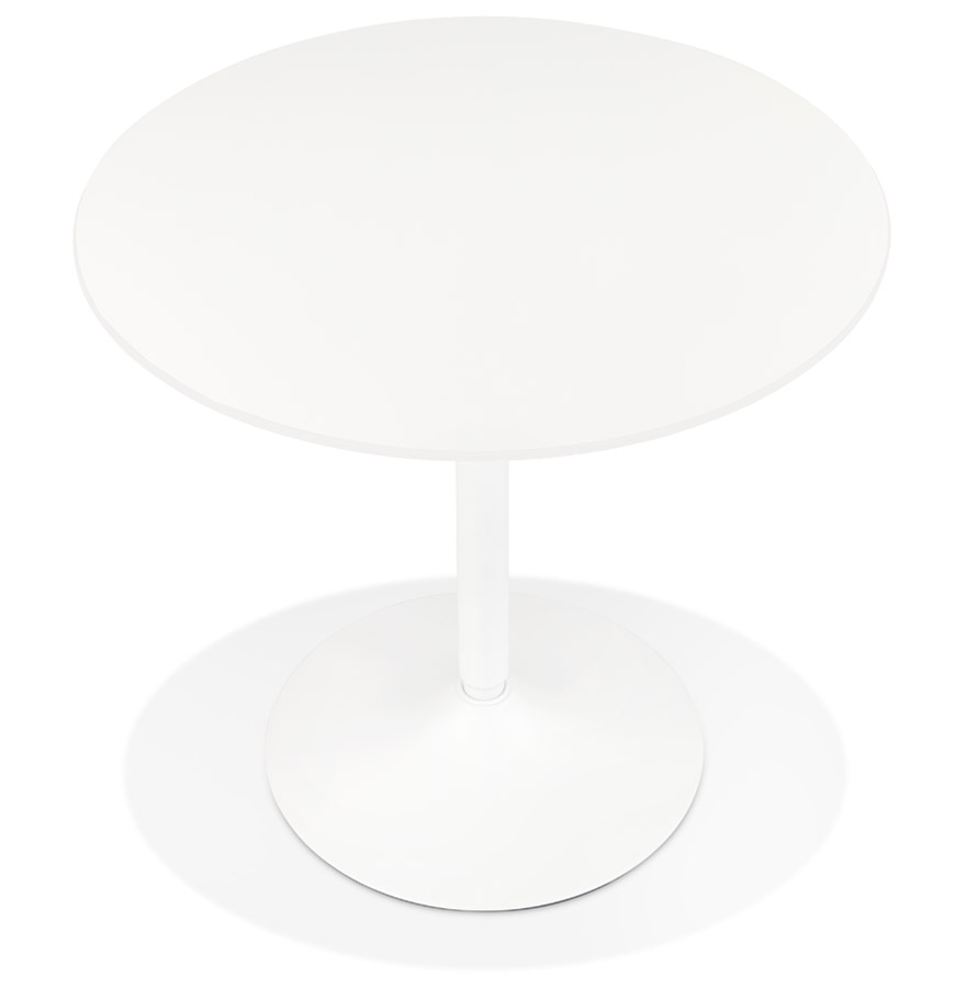Kokoon Design Round Designer Table 'CHIVA' In Wood And White Metal - Ø 80 Cm