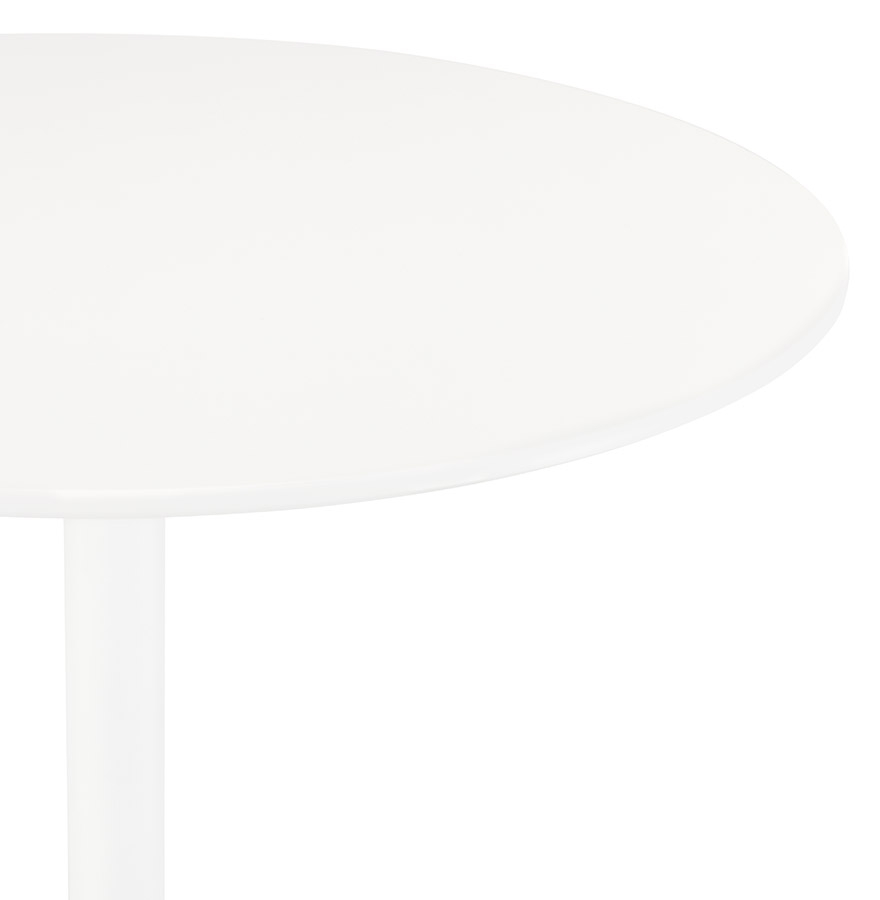 Kokoon Design Round Designer Table 'CHIVA' In Wood And White Metal - Ø 80 Cm
