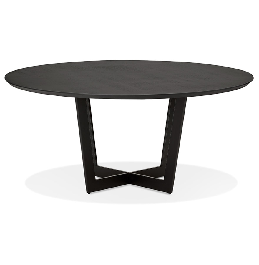 Kokoon Design Round Dining Room Table 'LULU' In Wood And Black Metal - Ø120 Cm