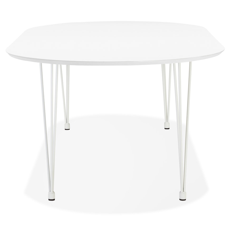 Kokoon Design Round Extendable Dining / Meeting Table 'CHAMONIX' White - 120(220)x120 Cm