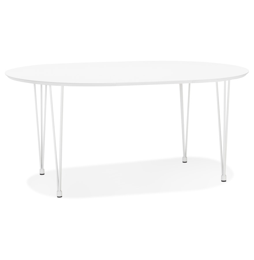 Kokoon Design Round Extendable Dining / Meeting Table 'CHAMONIX' White - 120(220)x120 Cm