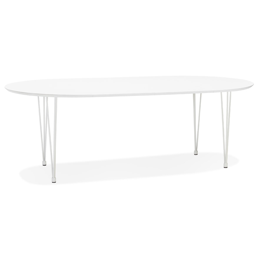 kokoon design Round extendable dining / meeting table 'CHAMONIX' white - 120(220)x120 cm