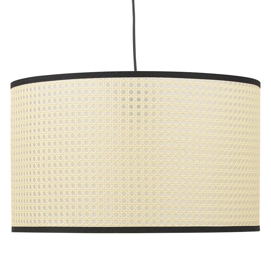 kokoon design Round 'GOBU' pendant light in natural rattan and black structure