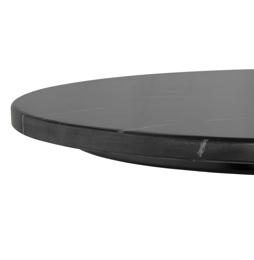 Kokoon Design Round High Table 'DOMY ROUND' Rustic Style In Black Marble Effect Stone - 60x60 Cm