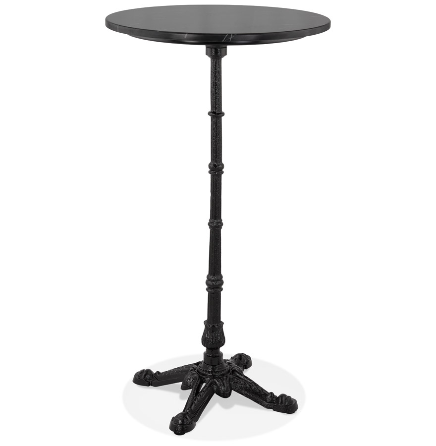 kokoon design Round high table 'DOMY ROUND' rustic style in black marble effect stone - 60x60 cm
