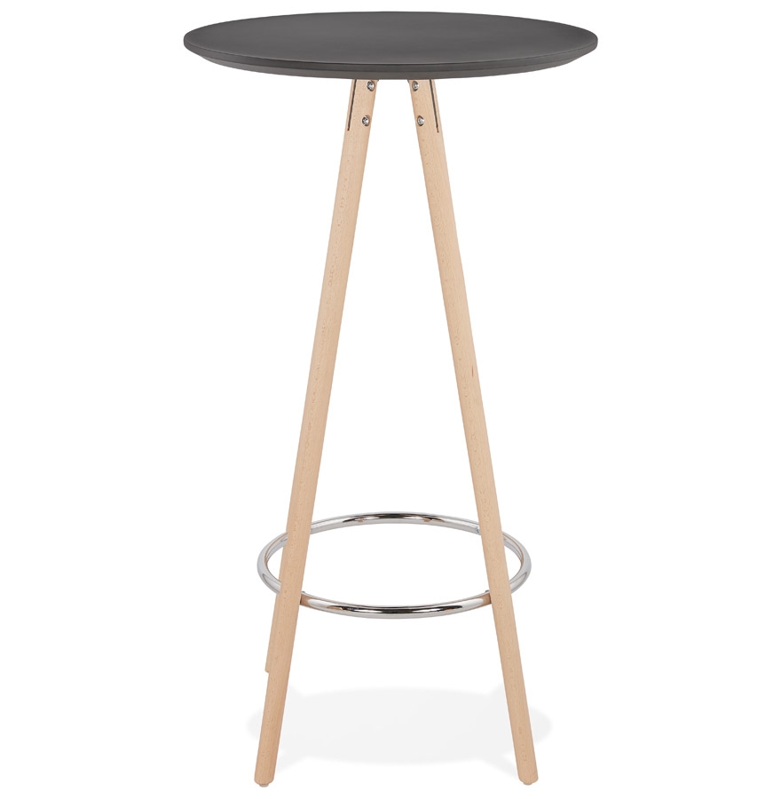 Kokoon Design Round High Table / High Table 'GALA' In Black Wood And Natural Finish Legs