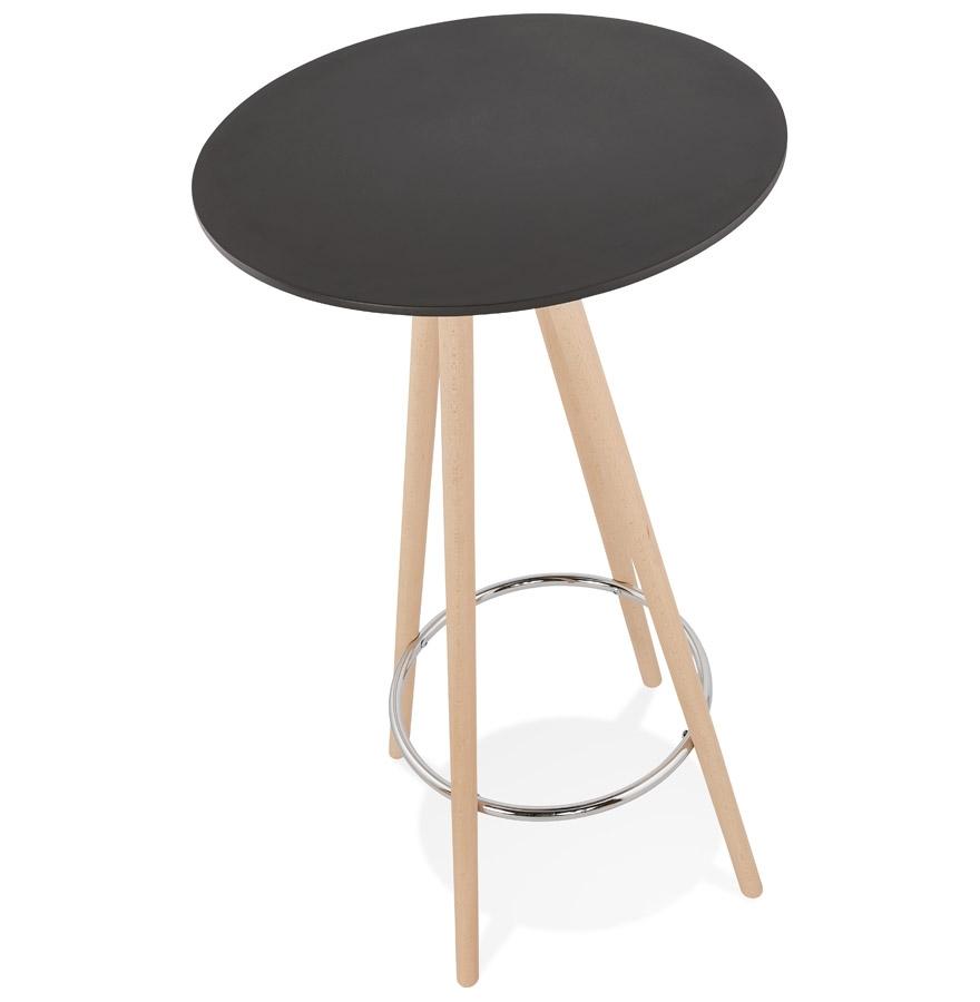 Kokoon Design Round High Table / High Table 'GALA' In Black Wood And Natural Finish Legs