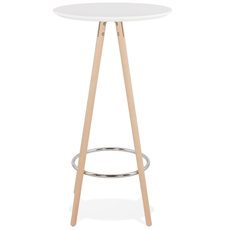 Kokoon Design Round High Table / High Table 'GALA' In White Wood And Natural Finish Legs
